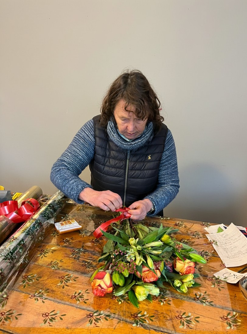 Florist working on an arrangement